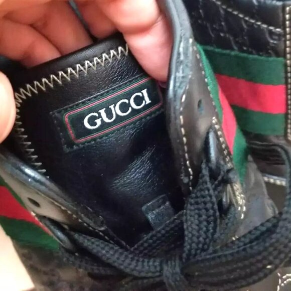 GUCCI GUCCISSIMA LEATHER SNEAKERS BLACK & RED 39 - Picture 11 of 16